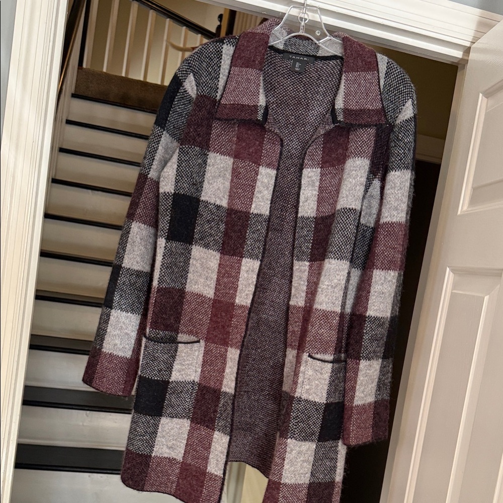 Tahari Burgundy and Black Knit Sweater